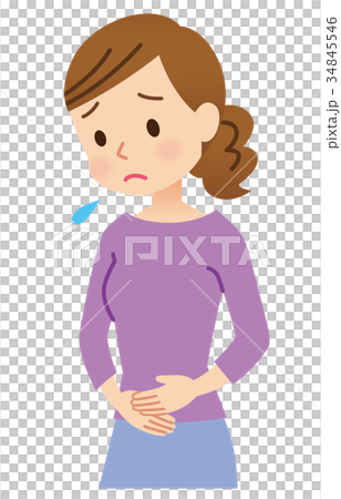 お腹を押さえる女性 34845546