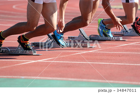 陸上競技 100ｍスタートの写真素材