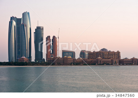 Abu Dhabi buildings skyline from the sea Abu Dhabi buildings skyline from the sea 34847560