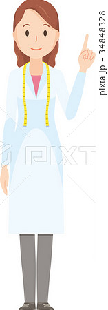 女性の栄養士が指を指しているイラスト-全身 34848328