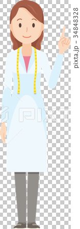 女性の栄養士が指を指しているイラスト-全身 34848328