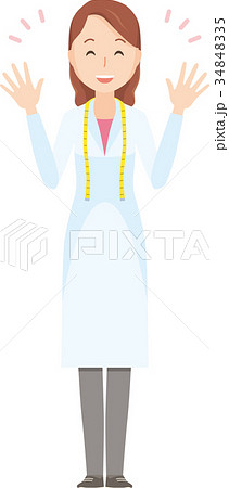 女性の栄養士が手を広げているイラスト-全身 34848335