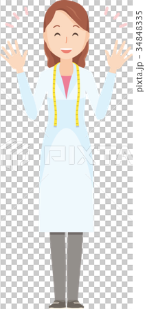 女性の栄養士が手を広げているイラスト-全身 34848335