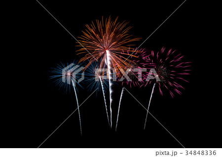 Colorful fireworks over dark sky 34848336