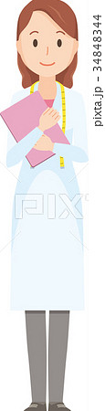 女性の栄養士がファイルを持っているイラスト-全身 34848344