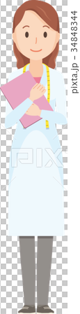 女性の栄養士がファイルを持っているイラスト-全身 34848344