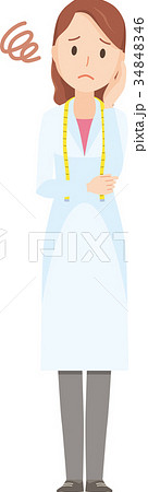 女性の栄養士が困っているイラスト-全身 34848346