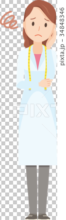 女性の栄養士が困っているイラスト-全身 34848346