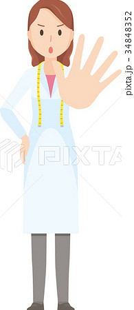 女性の栄養士が手を差し出しているイラスト-全身 34848352