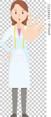 女性の栄養士が手を差し出しているイラスト-全身 34848352