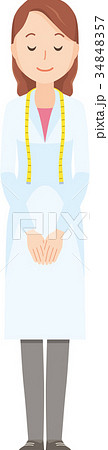 女性の栄養士がお辞儀をしているイラスト-全身 34848357