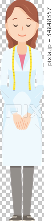 女性の栄養士がお辞儀をしているイラスト-全身 34848357
