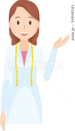 女性の栄養士が片手を上げているイラスト 上半身のイラスト素材