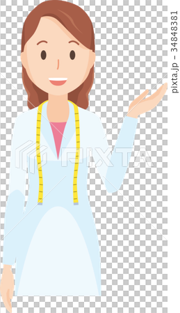 女性の栄養士が片手を上げているイラスト-上半身 34848381