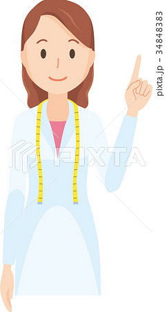 女性の栄養士が指を指しているイラスト-上半身 34848383