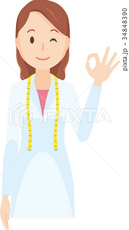 女性の栄養士がオッケーサインをしているイラスト-上半身 34848390