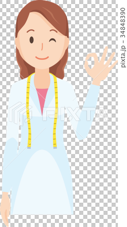 女性の栄養士がオッケーサインをしているイラスト-上半身 34848390