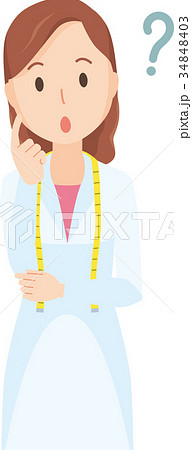 女性の栄養士が考えているイラスト-上半身 34848403