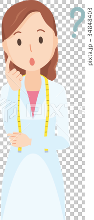女性の栄養士が考えているイラスト-上半身 34848403