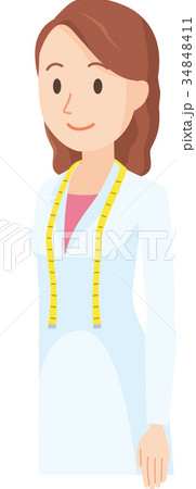 女性の栄養士が斜めを向いて立っているイラスト-上半身 34848411