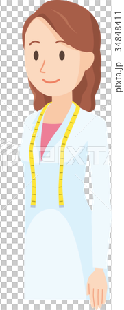 女性の栄養士が斜めを向いて立っているイラスト-上半身 34848411
