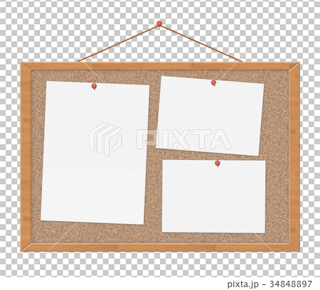 コルクボードに紙3枚のイラスト素材
