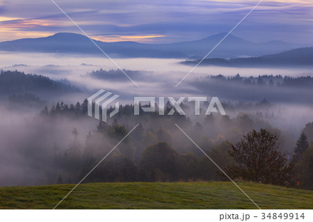 foggy dawn over the Bohemian Switzerland foggy dawn over the Bohemian Switzerland 34849914
