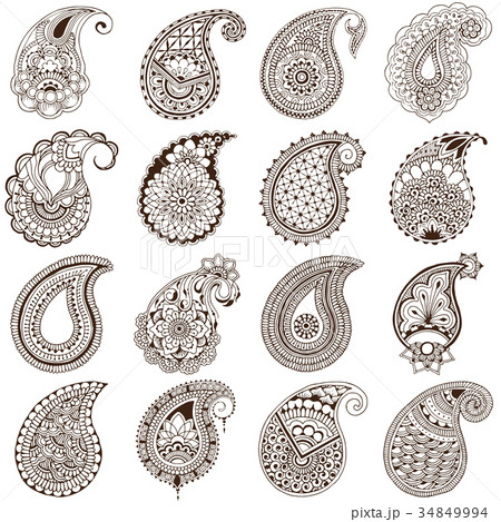 set of paisley on white background 34849994