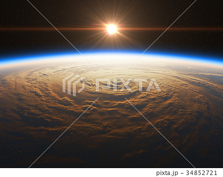 Beautiful And Realistic Sunrise Over The Earth 34852721