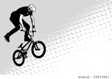 Bmx Cyclist Sketch On Abstract Halftone Backgroundのイラスト素材