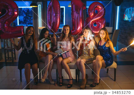 New 2018 Year. Happy girls company 34853270