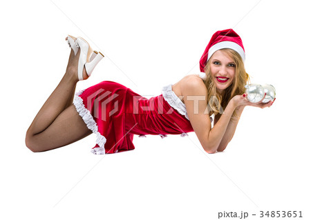 beautiful young smiling woman with Christmas 34853651