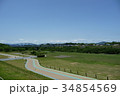木曽川河川敷と青空 34854569