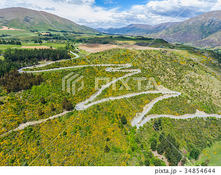 Winding Road on Mountain, Queenstown, New Zealand 34854644