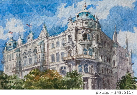 Watercolor painting on paper, modern Artwork Watercolor painting on paper, modern Artwork 34855117