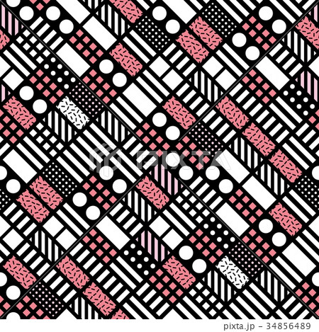 Decorative geometric shapes tiling. Monochrome Decorative geometric shapes tiling. Monochrome 34856489