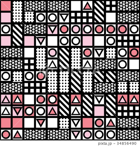 Decorative geometric shapes tiling. Monochrome 34856490