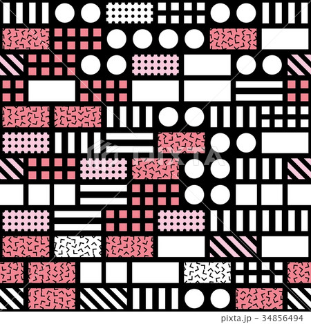Decorative geometric shapes tiling. Monochrome 34856494