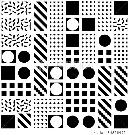 Decorative geometric shapes tiling. Monochrome 34856495