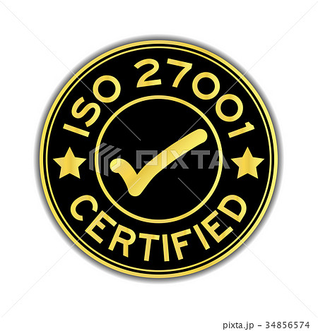 Black gold color ISO 27001 certified round stamp 34856574