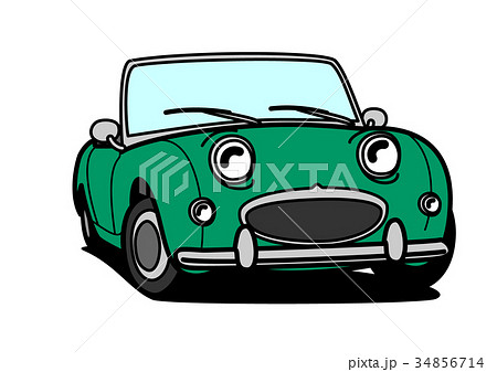 ヒストリックオープンカー　グリーン　自動車イラスト 34856714