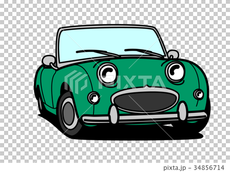 ヒストリックオープンカー　グリーン　自動車イラスト 34856714