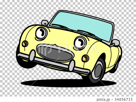 ヒストリックオープンカー　白色系　ジャンプ   自動車イラスト 34856715