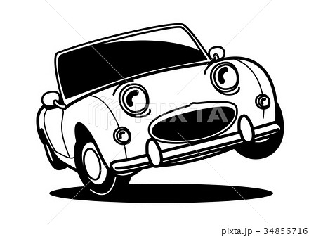ヒストリックオープンカー 塗り絵風 自動車イラストのイラスト素材