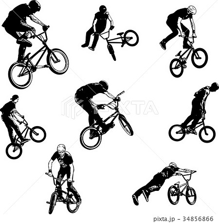 Bmx Stunt Cyclists Sketch Collectionのイラスト素材