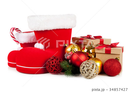 Santa's shoe on white background 34857427