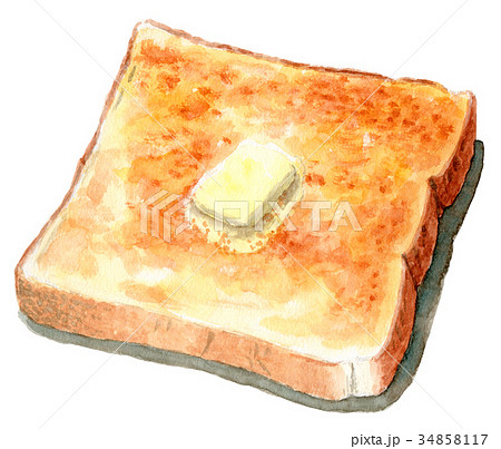 水彩で描いたバタートーストのイラスト素材 34858117 Pixta