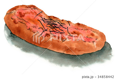 水彩で描いた明太フランスパンのイラスト素材
