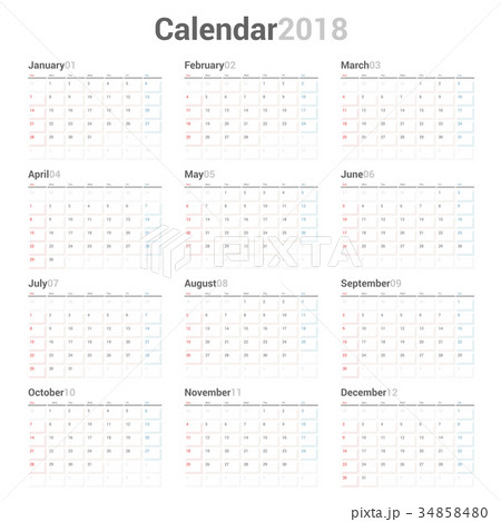 Yearly Wall Calendar Planner Template for 2018 34858480