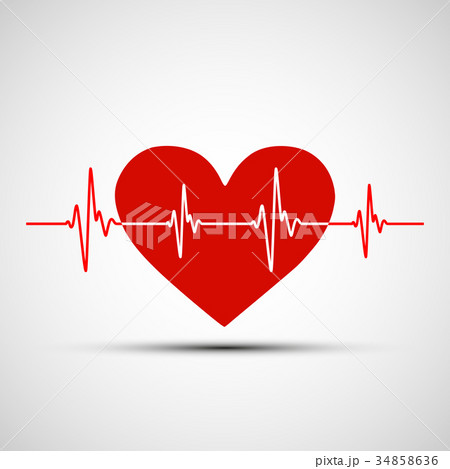 Vector image of the human heart and encephalogram Vector image of the human heart and encephalogram 34858636